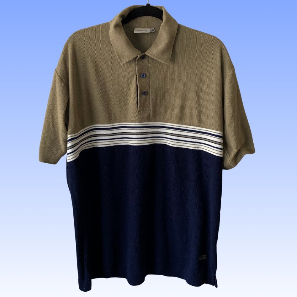Rare 90s Folio Original Polo Men’s XXL Color Block Vintage Corduroy Texture Shir